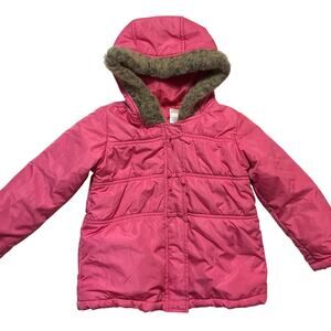 Gymboree girls puffed jacket size 4T-5T pink hoodie full zip lined winter warm